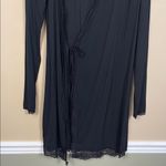 Victoria's Secret NWT  Black Lace Trim Inner Tie Robe Sz XS / S Photo 2