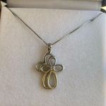 10k White Gold Diamond Cross Necklace Photo 0