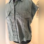 Madewell Top Womens XXS Green Button Up Preppy Casual Pockets Sleeveless Photo 4