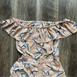 J.O.A. Traveler Beige Floral Print Midi Jumpsuit Size Medium Off the Shoulder Photo 10