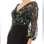 Mac Duggal  Embroidered Illusion Puff Sleeve Column Gown Photo 2