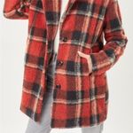 Love Tree Sherpa Shacket Red Plaid Size Medium Photo 1