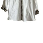 Chico's  4 Women Top 2X White Cheetah Trim Button Up Chic‎ Contemporary Office Photo 7