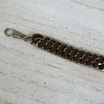 Source Unknown Gold Tone Chunky Chain Link Bracelet Brown Braided Faux Leather Cord Edgy NWOT Photo 9