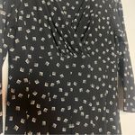 Ralph Lauren Lauren Dress Empire Waist V Neck Size 12 Black White Geo Print Midi Photo 7