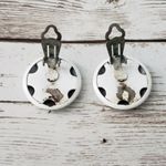Vintage Clip On Earrings 7/8" White Circle Photo 3