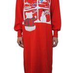 Vintage 80s Bold Spirit Christmas Nightgown Red Photo 2