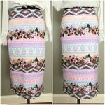 Persaya Spring Floral Tribal Bodycon Pink Skirt NWOT Size L Photo 1