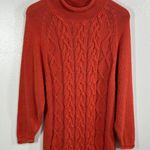 Laura Ashley Vintage 80s Laura Tyler Cable Knit Sweater Medium Red Orange Ramie Cotton Knit Photo 0
