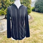 Vocal  Black Knit Hoodie Black & Gunmetal Tone Rhinestones Photo 4