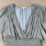 Baltic Born Smocked Waist Mini Dress Women's Small Blue Flutter Sleeve Pleated Photo 1