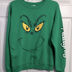 Dr. Seuss ’ The Grinch Face Green Holiday Sweatshirt Juniors - Sz M 7-9 Photo 0