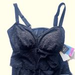 NWT Swim Solutions Triple Tier Tankini Top Black Crochet Size 10 NEW Photo 1