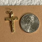 Stamped 14K Fine Yellow Gold Crucifix Cross Etched INRI Charm Pendant Photo 2