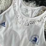 Adidas  Women's Prime Blue Boston Marathon White Tank Top, Cut Outs, XL, NWT Photo 1