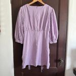 ZARA  | Bloggers Favorite Lilac Purple Gingham Mini Dress Ruched Skirt |  Large Photo 2