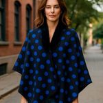 Loft NWOT  Sweater Poncho Cardigan Polka Dot With Faux Fur Trim Marino Wool Photo 0