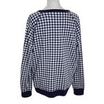 Draper James  Navy and White Gingham Sweatshirt Size Large Navy Check Pullover Photo 1