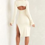 Oh Polly New  SAWYER Square Neck Long Sleeve Midi Dress in Ivory Color Size 12 Photo 1