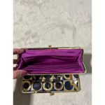 Hobo Wallet Womens Size Geometric Circle Pattern Black Gold Clasp Modern Chic Photo 5