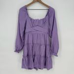 Altar State Lavender Square Neck Tiered Mini Dress Long Sleeve Size L Purple Size L Photo 1