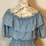 OFF THE SHOULDER DENIM ROMPER W/POCKETS 100% COTTON BY LOVE by CHELSEA SZ LARGE Blue Photo 4