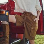 Free People Charli Wool Longline Cargo Shorts In Bronze Brown Photo 6