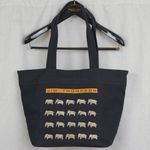 Jim Thompson Elephant Print Black Canvas Zip Top Tote Bag Photo 0