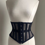 ORCHARD CORSET Lace Up Mesh Corset Waist Trainer Womens Sz 26 Adjustable Back Black Photo 0