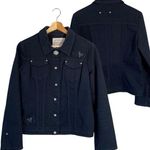 Brighton NWOT Embroidered Denim Jean Jacket Women's S/M* Black Bedazzled Hearts Photo 0