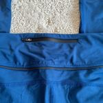 Alala  High Waist Satin Capri Mesh Panels Sheer Royal Blue Crop Leggings Photo 4