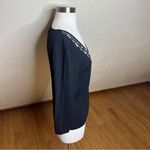 3/$30 Finity Y2k Cardigan Womens Medium Black Embroidered Trim Button Down Photo 4