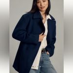 Anthropologie NWT  Maeve double breasted wool blend coat in navy blue Photo 1