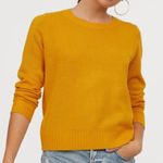 Divided H&M Solid Mustard Golden Open Weave Semi Sheer Crew Neck Sweater Small S Photo 0