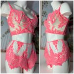 Victoria's Secret Victoria’s Secret Pink Sheer Floral Lace Lingerie Bra & Shorts Set Dream Angels Photo 6