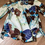 Gap Maternity Long Sleeve Tunic Top Cotton Blue Brown Floral Y2K ~ Size M Photo 14