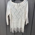 Free People  Sheer Lace‎ Top With Fringe Photo 6