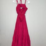 Anthropologie Let Me Be Cutout Tiered Dress Open Back Maxi Hot Pink Extra-Small Photo 7