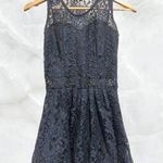 Navy Blue Mini Sleeveless Dress with Knitted Mesh and Petticoat Size M Photo 0