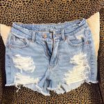 American Eagle Outfitters Blue Distressed Jean Shorts Photo 0