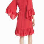 White House | Black Market WHBM Coral Off-The-Shoulder Flounce Dress Photo 1