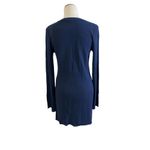 Free People  Navy Blue Criss Cross Tunic Sweater Side Slit Women's size S Photo 3