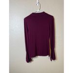 Jennifer Lopez  Womens XS Top Plum Ribbed Knit Mock Neck Cut Out Flared Sleeve Photo 1