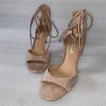 Diane Von Furstenberg  Rimini Ankle Lace Up tan suede Open Toe heels size 11 Photo 4