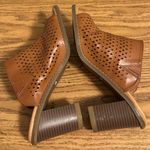 Dr Scholls sz 8.5 Womens Brown Cut Out Leather Open Toe Slip On Heels Chic Comfy Photo 5