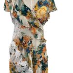 Anthropologie  V-Neck Ruffle Lace Slip Dress Floral White Multicolor Size US 4 Photo 3