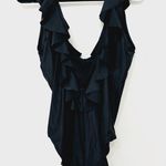 J.Crew New  Black Scoop Neck Scoopback Ruffle One Piece Swimsuit Women's Size 16 Photo 5
