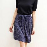Comptoir Des Cotonniers Navy Blue Confetti Print Bow Waist Flowy Skirt womens S Photo 0