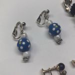 Black Bead Lot Of 4 Costume Earrings Vintage Clip On Screw On Blue / Dangle Mix Photo 1