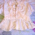 Bebe NWOT Lace Ruffle Babydoll Western Blouse Size Small Baby Pink Photo 2